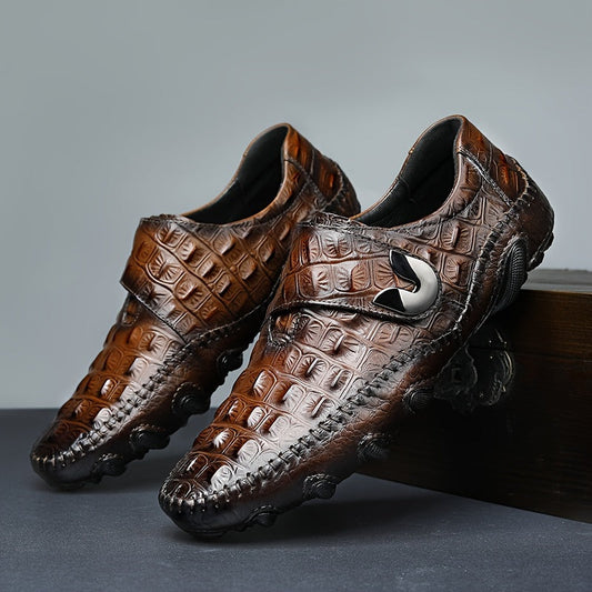 Comfy Top Grain Leather Loafers - Oxfords with Hook & Loop Fastener, Non Slip Rubber Sole, Durable Walking Shoes for Men SHOWLU FASHION STORE