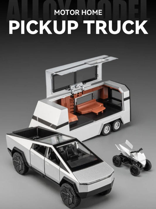 1:32 Tesla Pickup Model Car Toys Simulation Metal Diecast Truck Trailer RV Limousine Sound Light Collection Toy for Boys Gifts - SHOWLU FASHION STORE