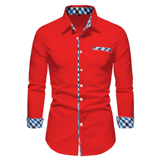 2023 New Men's Business Casual Solid Color Spliced Long Sleeve Polo Shirt Outdoor Play Comfortable Soft Fabric Men's Top S - 6XL - SHOWLU FASHION STORE
