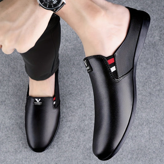 Men's Summer Slip-On Mules - Breathable Split Leather Upper, Non-Slip Rubber Sole, Comfortable PU Inner Lining, Round Toe Design, Casual Style for Casual Attire, Mule Shoes SHOWLU FASHION STORE