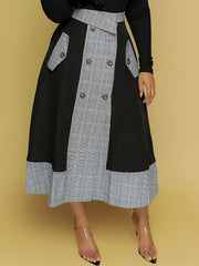 Plaid Combo Button Skirt