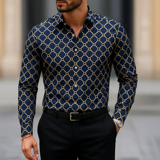 Men's Long Sleeve Shirt Casual Slim Fit striped design Shirt