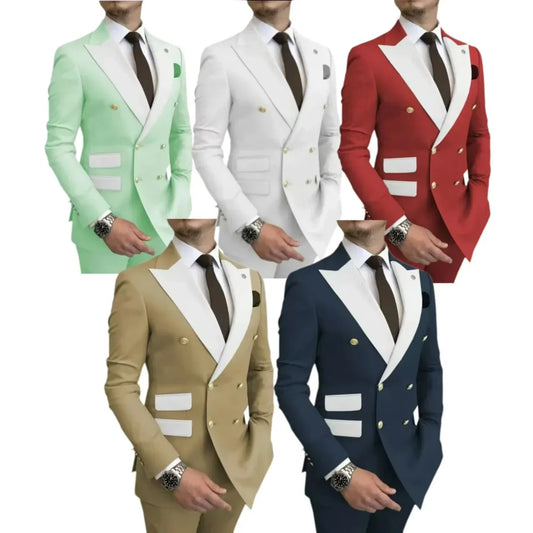 2 Pieces Blazer and Pants Set,Elegant Man Suit,double-breasted,for Wedding Dresses,stage Costume,Groomsmen SHOWLU FASHION STORE