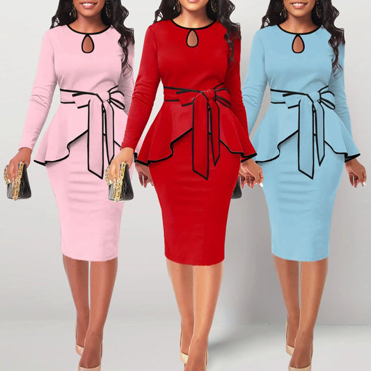 SexyElegant Amazon Cross-Border Suit Dress Ruffle Edge Top Side Slit Skirt 2-Piece Set For Women From China Big Land