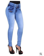 Close-fitting Jeans Women's New Autumn High-waisted Grind White Pleated Button Zipper Pencil Pants Small Foot Pants Jeans Y2k SHOWLU FASHION STORE
