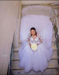 Beaded Bridal Cathedral Lace Appliqued plus size dress empire Ball Gown wedding dress robe de mariage Wedding Dresses 2023 SHOWLU FASHION STORE