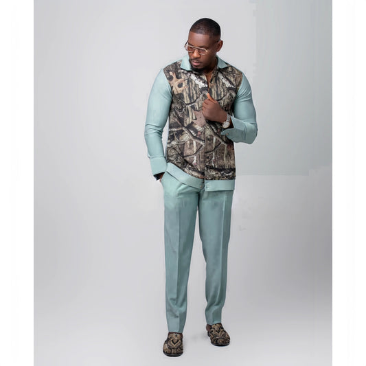 2025 new traditional men's suit luxury gentleman's shirt suit casual travel banquet men's two-piece set fashionable men's suit SHOWLU FASHION STORE