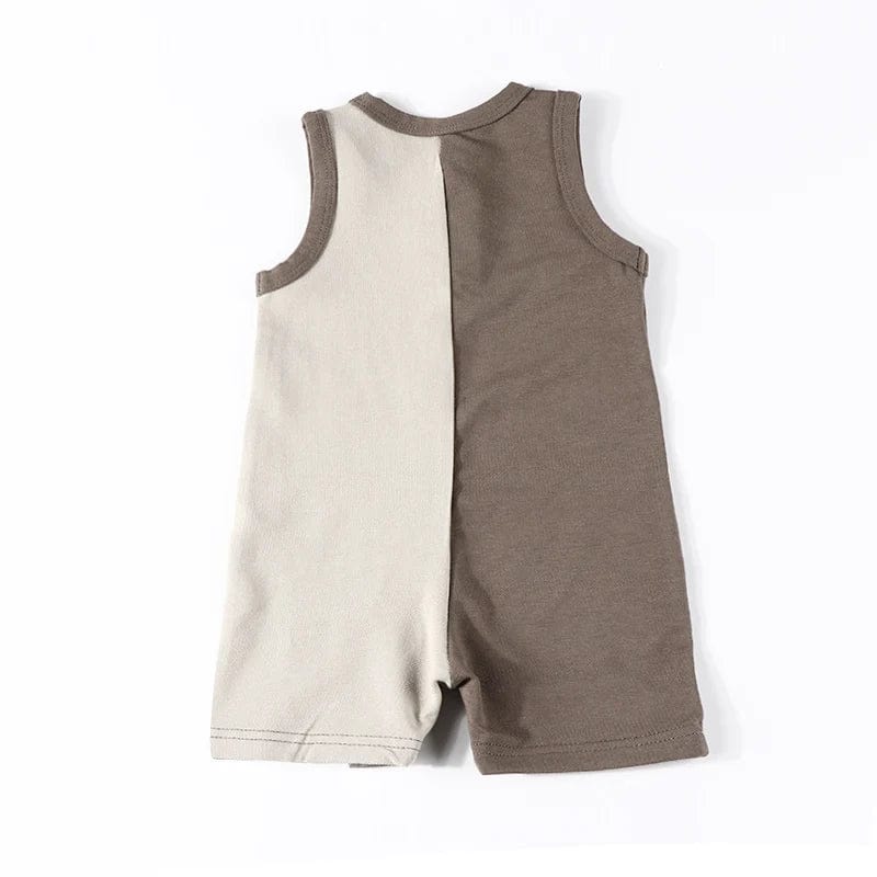 Baby boy romper sleeveless colorblock clothes front buttons opening baby overalls summer clothes short romper round neck - SHOWLU FASHION STORE