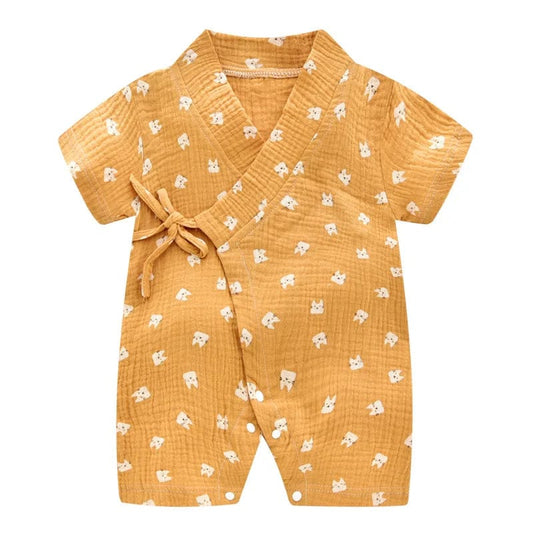 Baby Summer Jumpsuit Newborn Muslin Cotton Soft Shorts Sleeve Romper Girls Boys Infant Clothes 0 - 2 Years - SHOWLU FASHION STORE