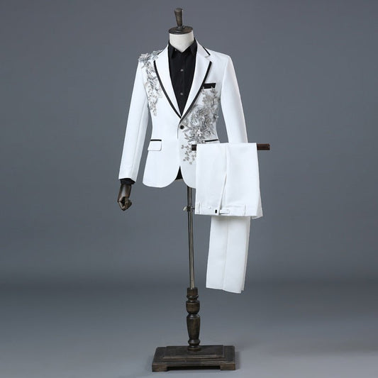 British Style Court Dress Sequined Diamonds Embroidered Suit Suit Men's Designer Studio Wedding Suit Costume - SHOWLU FASHION STORE