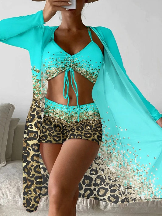 Chic High - Waist 3 - Piece Bikini Set - SHOWLU FASHION STORE