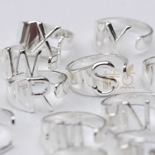 DIY Ornament Accessories Cooperized Silver Ring Letters Ring Open Ring Finger Ring (4532c) - SHOWLU FASHION STORE