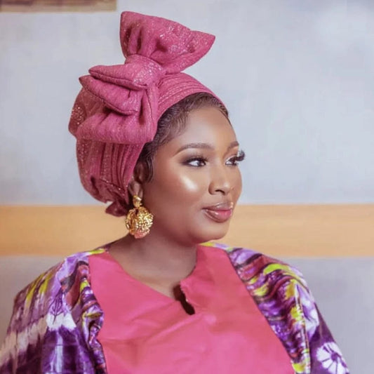 Elegant Woman's Turban Cap with Multi - layer Bowknot African Ready Gele Headtie Lady Headwrap Bonnet Gold Turbante Mujer - SHOWLU FASHION STORE
