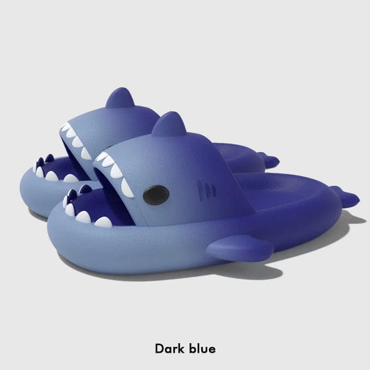 Gradient Color Shark Slippers 4cm Thick Sole Indoor Bathroom Summer Shoes Woman Men Beach Street Slides Cute Cartoon Footwear - SHOWLU FASHION STORE