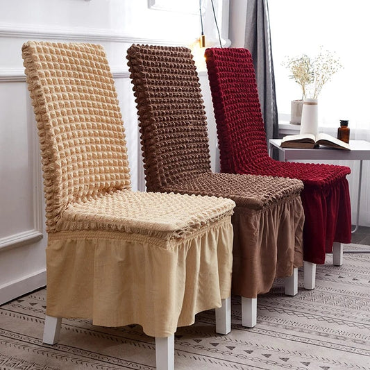 high quality Seersucker chair cover for dining room banquet chair slipcover stretch chair skirt elastic wedding chair decoration - SHOWLU FASHION STORE