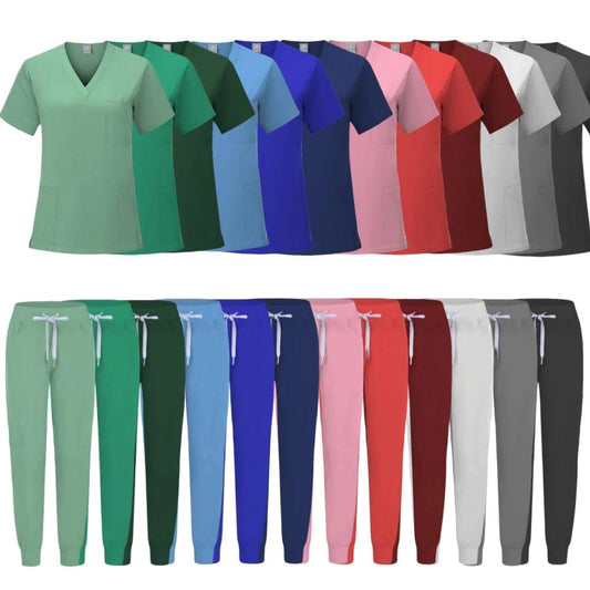 Hot Sale Anti Wrinkle Washable Soft Fabric Nurse Scrubs Hospital Uniform Medical Scrubs Women Jogger Scrubs Sets Pair - SHOWLU FASHION STORE