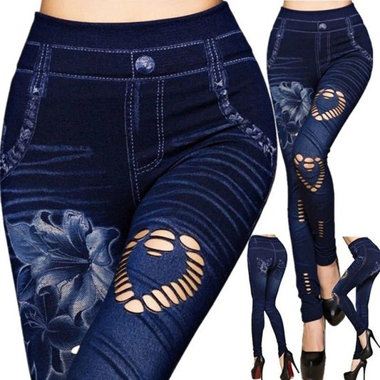 Hot Sexy Women Jean Skinny Jeggings Pants high waist leggings female print ankle - length Slim Legging Fitness Plus Size - SHOWLU FASHION STORE