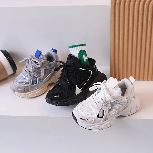 Kids Casual Running Shoes with Thick Soles Boys Girls Fashion Versatile Sports Shoes 2024 New Children Mesh Breathable Sneakers - SHOWLU FASHION STORE