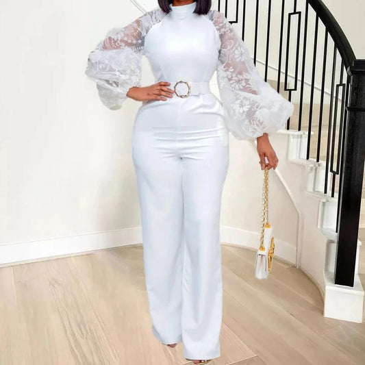 Mesh Jumpsuit Women White Overalls Party Lace Rompers New In Bodysuit One Piece Long Sleeve Summer Long Pants Y2k Spring Work - SHOWLU FASHION STORE