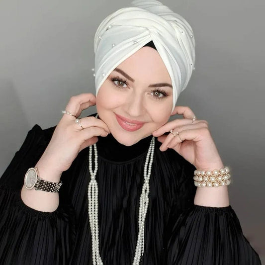 Muslim Pearl White Modal Hijab Fashion Undercap Abaya Hijabs For Woman Abayas Jersey Head Scarf Dress Women Turbans Turban Cap - SHOWLU FASHION STORE