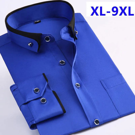 new arrival Spring commercial easy care shirt male oversize long - sleeve fashion formal high quality plus size M - 7XL8XL9XL - SHOWLU FASHION STORE