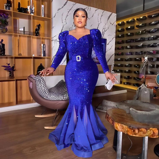New Product luxury evening dresses Sequin mesh african party dresses woman elegant fishtail african woman dressdress - SHOWLU FASHION STORE
