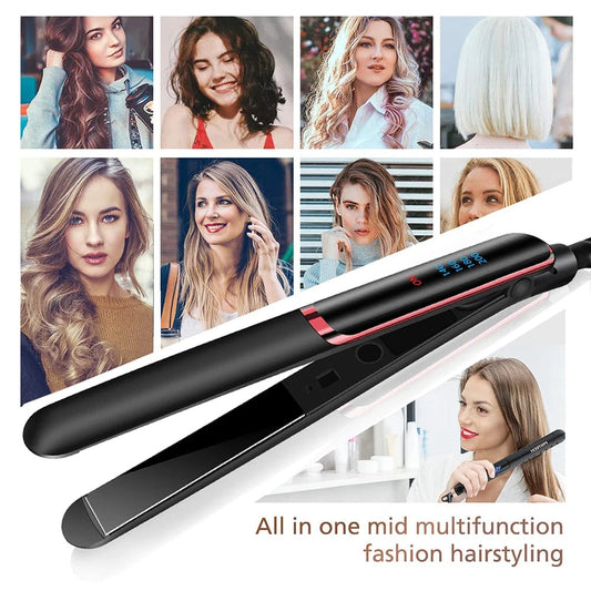 Professional Hair Straightener Curler Electric Splint Flat Iron Negative Ion Straight Curling Iron Plates Corrugation Hair Care - SHOWLU FASHION STORE