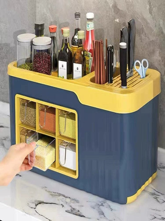 Spice Box Combination Set Household Kitchen Utensils All - in - One Multi - Compartment Storage Salt MSG Bottle & Can Multi - Functional Storage Rack - SHOWLU FASHION STORE