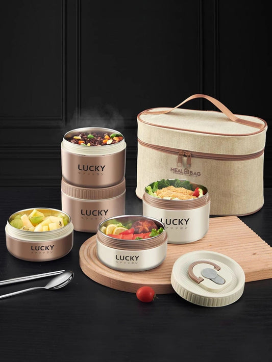 WORTHBUY 304 Stainless Steel Lunch Box Portable Leak Proof Food Container For Student Microwave Insulated Bento Box With Handle - SHOWLU FASHION STORE