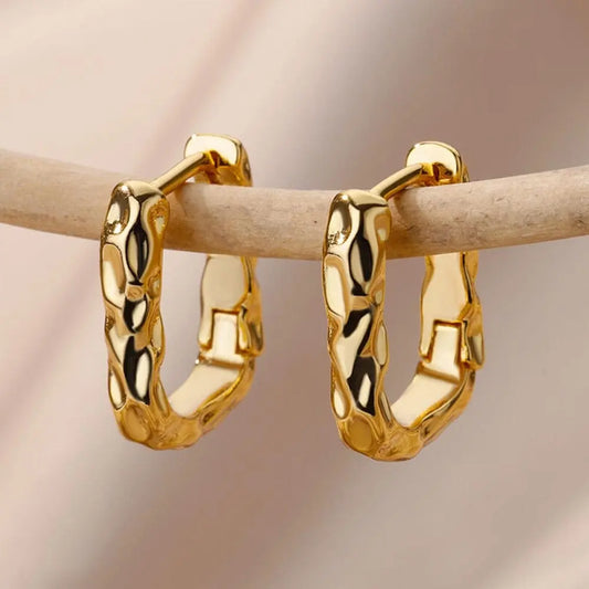 Showlu Fashion Store 0 U-Shaped Square Hoop Earrings for Women Luxury Stainless Steel Circle Earring 2023 Trending Wedding Aesthetic Jewelry aretes