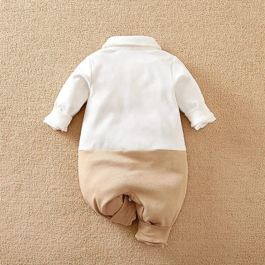 0 - 18m Newborn Clothing Gentleman Handsome Formal Suit Suit Cotton Comfortable Soft Spring And Autumn Long Sleeved Baby Jumpsuit - SHOWLU FASHION STORE