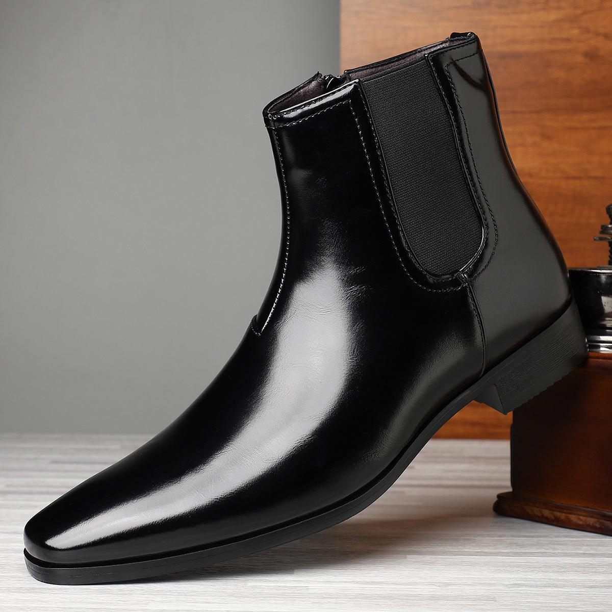 Plus Size Men's Retro Style Solid Brown Ankle Boots with Side Zipper, Durable Rubber Sole, Smooth Upper, Outdoor Casual Wearproof Boots, Men's Street Shoes for All-Day Comfort SHOWLU FASHION STORE