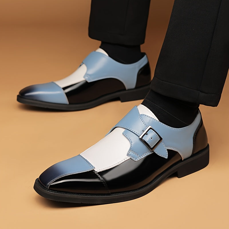 Men'S Plaid Oxfords with Buckle Closure, Microfiber Synthetic Dress Shoes, Low Top, Round Toe, Rubber Sole, PU Insole, for Business, Casual, Wedding, All-Season Wear SHOWLU FASHION STORE