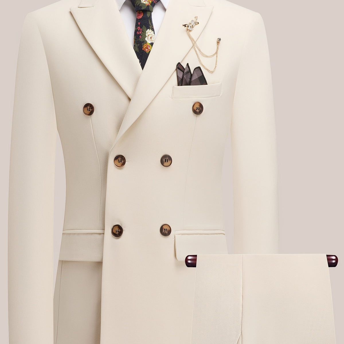 Youth Lapel Double Breasted Suit Set, Business Casual Solid Color Two-piece Set, Four Season Universal Graduation Ceremony Formal Attire, Interview Performance Dress Suit