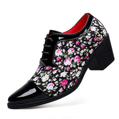 Men'S Fashion Floral Loafers, Classic Low Top Lace-up Dress Shoes, All-Season Casual Party Wedding Footwear, Pointed Toe with Rubber Sole, Faux & Fabric Upper, Comfortable Fit SHOWLU FASHION STORE