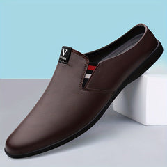 Men's Summer Slip-On Mules - Breathable Split Leather Upper, Non-Slip Rubber Sole, Comfortable PU Inner Lining, Round Toe Design, Casual Style for Casual Attire, Mule Shoes SHOWLU FASHION STORE