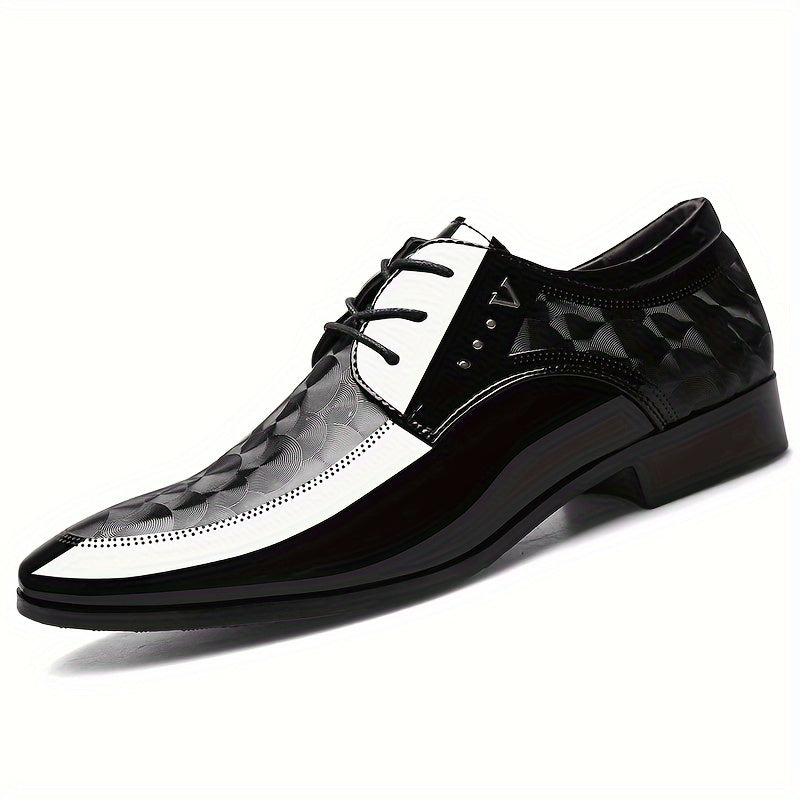 [Classic British Oxfords] Classic British Style Men's Oxfords - Solid Color Low Top Lace-Up with Pointed Toe, Faux Upper & Inner, Rubber Sole for Daily Wear, Wedding, Spring Season, Daily Wear Shoes SHOWLU FASHION STORE