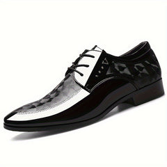 [Classic British Oxfords] Classic British Style Men's Oxfords - Solid Color Low Top Lace-Up with Pointed Toe, Faux Upper & Inner, Rubber Sole for Daily Wear, Wedding, Spring Season, Daily Wear Shoes SHOWLU FASHION STORE