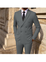 Men's 2pcs Suit Belted Formal Event Party Groomsman Wedding Suit Casual Business Working suit SHOWLU FASHION STORE