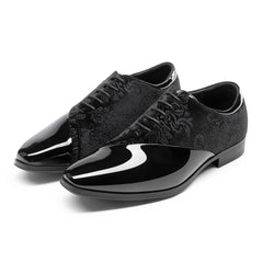 Men's formal tuxedo shoes, classic patent leather velvet lace-up formal cardan oxford shoes for evening parties SHOWLU FASHION STORE