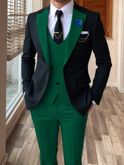Men's 3pcs Suit Color Block Wedding Formal Party Events Tuxedo Suit Elegant Casual Working Business Suit 34S 36S 38S 40R 42R 44R 12.15gal