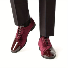 Bruno Marc Classic Glossy Velvet Men's Dress Shoes - Formal Oxford Lace-up Caden SHOWLU FASHION STORE