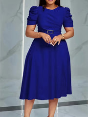 Women'S Elegant V-Neck Ruffle Hem Dress - Red, Short Sleeve, A-Line Silhouette, Lightweight Polyester, Perfect for Spring/Summer, Casual to Formal Wear, Casual Summer Dress | Ruffle Hem Dress | Lightweight Dress