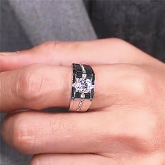 Fashion Front Guard Style Sparkling Synthetic Zirconia Men's Ring Light Luxury Elegant Fashion Party Birthday Gift Jewelry SHOWLU FASHION STORE