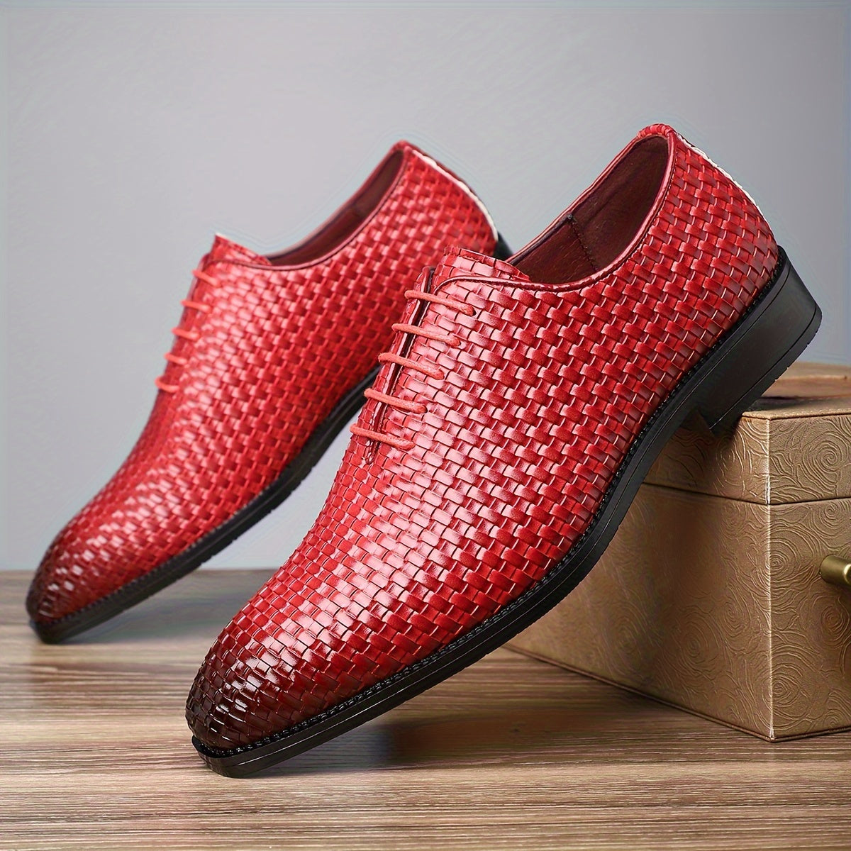 [Non Slip Rubber Sole Shoes] Plus Size Men's Whole-Cut Oxford Shoes, Comfy Non Slip Lace Up Casual Rubber Sole Formal Shoes, Men's Shoes For Banquet, Office, Business Occasion SHOWLU FASHION STORE