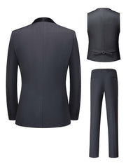 Wedding Guest Suits For Men 3pcs Outfit Set, Men'S Long Sleeve One Button Shawl Collar Jacket With Pockets & Slim Fit Pants Set, Wedding Banquet SHOWLU FASHION STORE