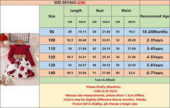 1 - 7 Years Children Girls New Year Dress Red Long Sleeved Flower Skirt for Birthday Wedding Party Wear Fashion Autumn Outfits - SHOWLU FASHION STORE