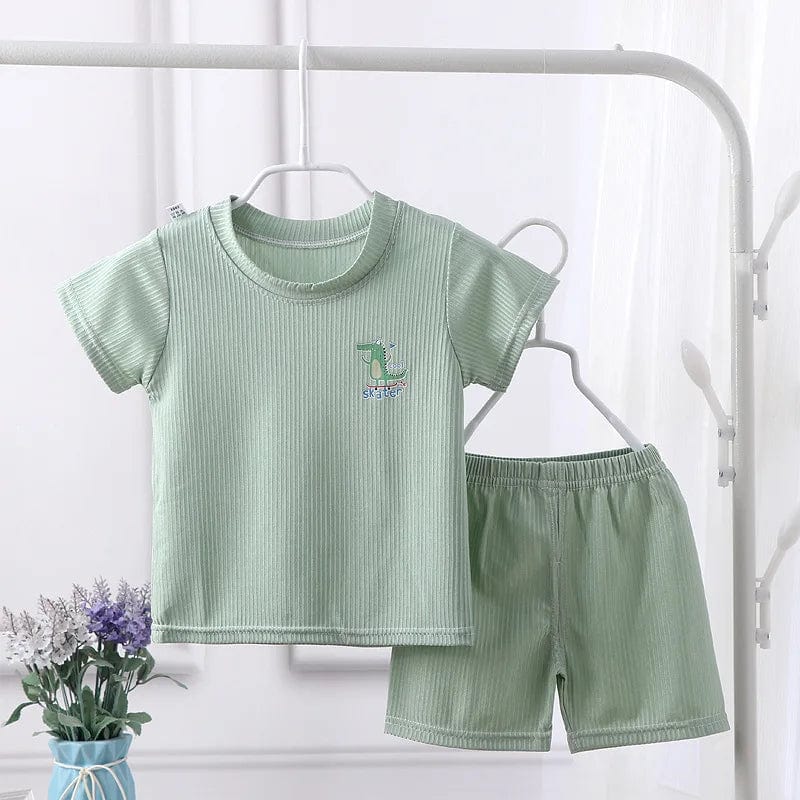 1 - 7Y Baby Boy Clothes Set Summer Breathe Ice Silk Toddler Girl Outfit Tops+Pant 2Pcs Sleepwear Suit Kid Children Clothes A1070 - SHOWLU FASHION STORE