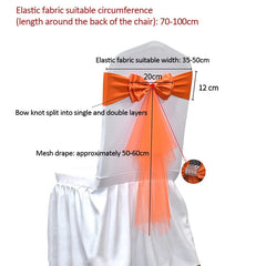 10 50pcs Spandex Chair Sashes with Gauze Wedding Lycra Chair Band Stretch Chair Bows For Banquet Party Event Decoration Supplies - SHOWLU FASHION STORE