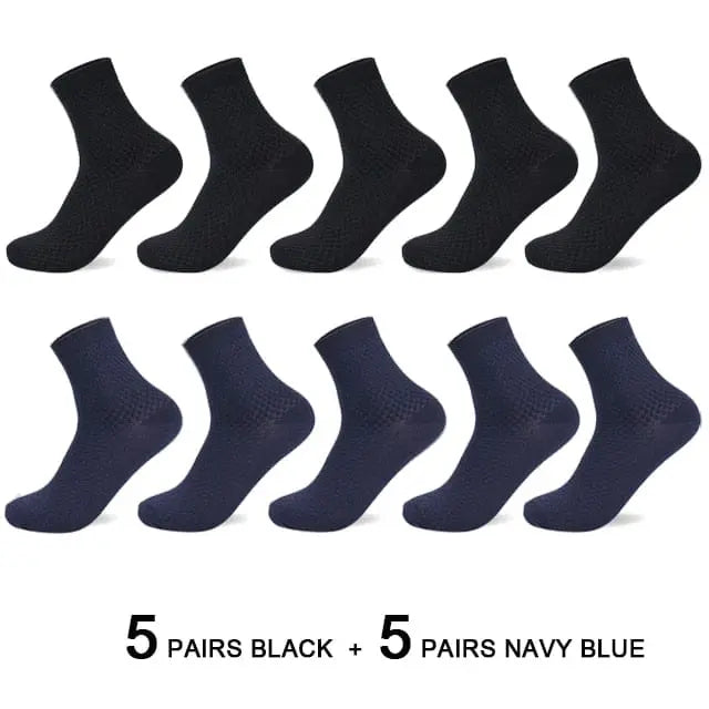 Anel Demosthene General Store 0 10 Pairs/Lot Men's Bamboo Fiber Socks 2022 New Compression Autumn Long Black Business Casual Man Dress Sock Gift Plus Size 42-45